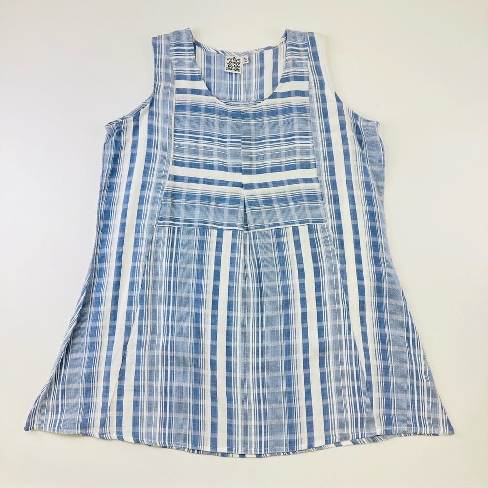 Cotton beach dress coverup cotton stripe check sleeveless  Large Parsley & Sage
